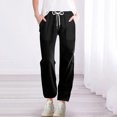thumbnail image 2 of Hxshgdsn Womens Wide Leg Pants Drawstring Elastic High Waist Casual Loose Straight Leg Yoga Sports Pants with Pockets,Black,2XL, 2 of 6