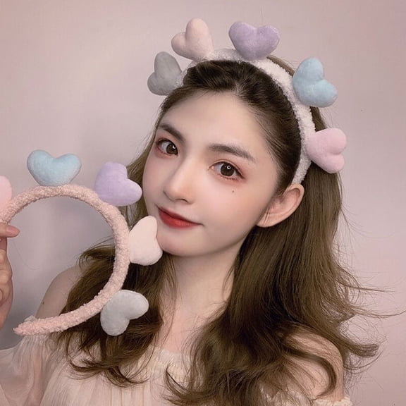 UPOUART Heart Shaped Pink Headband Valentines Day Hair Band Decorative and Comfortable