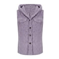 thumbnail image 6 of Kaemgyyd Womens Fuzzy Sherpa Jacket Lightweight Fleece Vest Cozy Sleeveless Button down Cardigan Coat Outerwear with Hood, 6 of 6