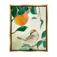 thumbnail image 3 of Stupell Industries Bird Perched Orange Fruit Tree Branch Leaves Painting Metallic Gold Floating Framed Canvas Print Wall Art, Design by Robin Maria, 3 of 5