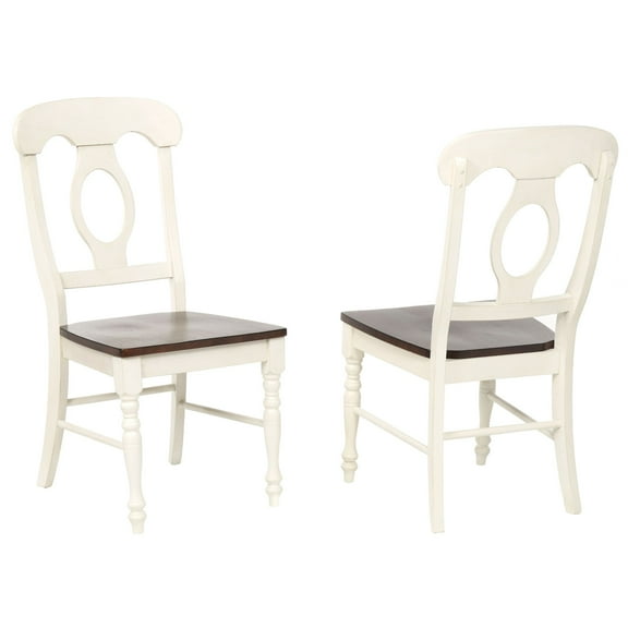 The Hamptons Collection Set of 2 White and Chestnut Brown Napoleon Dining Chair 38”