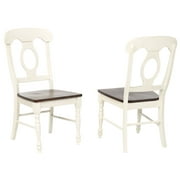 The Hamptons Collection Set of 2 White and Chestnut Brown Napoleon Dining Chair 38