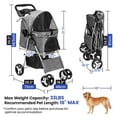 thumbnail image 3 of Uforic 4 Wheels Foldable Pet Strollers with Storage Basket & Cup Holder & Rain Cover  for Small & Medium Dogs & Cats,Gray, 3 of 10