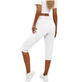 thumbnail image 3 of Besolor Womens Capri Pants Zipper Button High Waisted Straight Leg Casual Workout Athletic Capris with Pockets, 3 of 7
