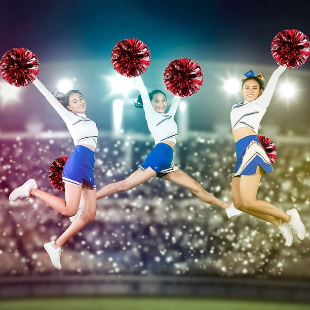 6 Pièces 12 Pouces Cheerleading Pompons Métalliques pour Enfants,  Cheerleading Squad Pompons pour Garçon Fille École Sports Jeux Team Spirit  Cheer 