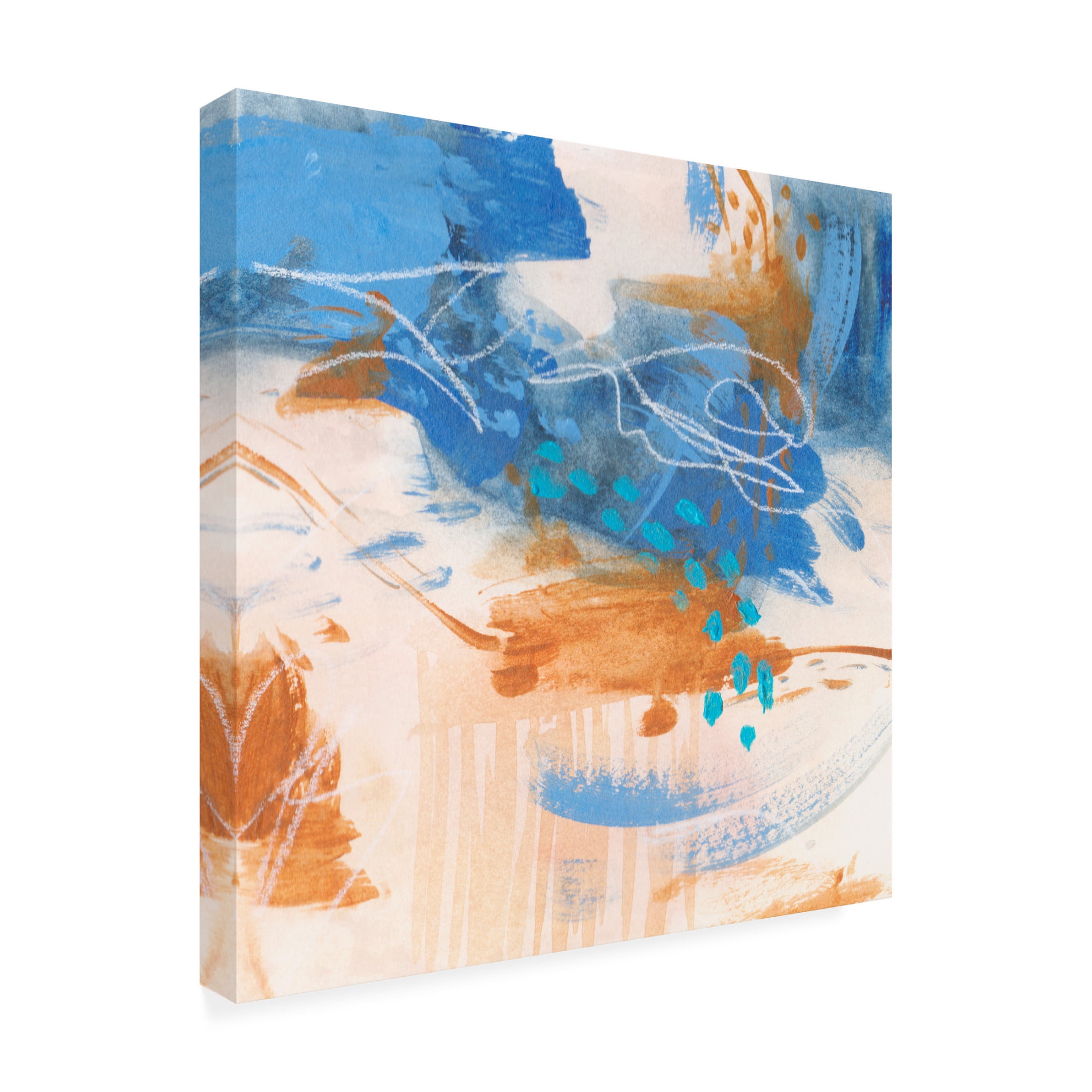 Canvas Wall Art - Melissa Wang 'Blu Hurricane I' Wall Art for Living Room, Bedroom, or Office Décor by Trademark Fine Art - 14 x 14 Inches