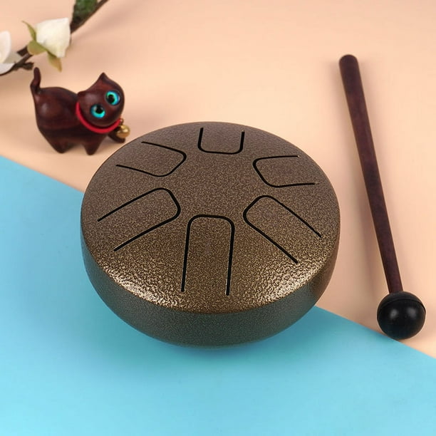 Tambor de lengüeta de 3,8 pulgadas, 6 notas, mini tambor etéreo, juguete de percusión para niños, bronce verde
