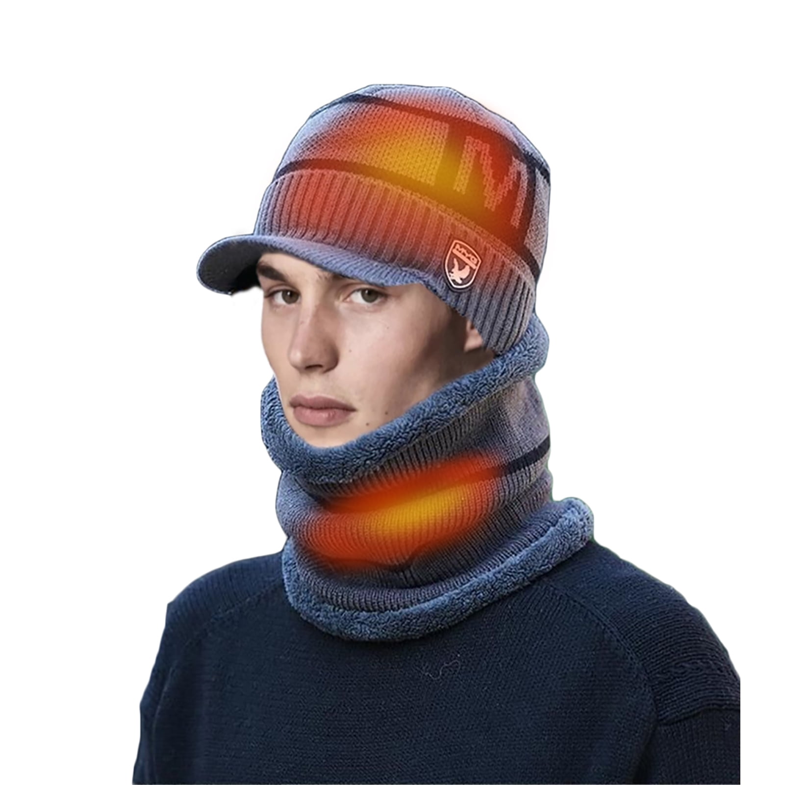 Lacyie 2PCS/Set Electric Heating Hats Scarf Set USB Warm Hat Neck