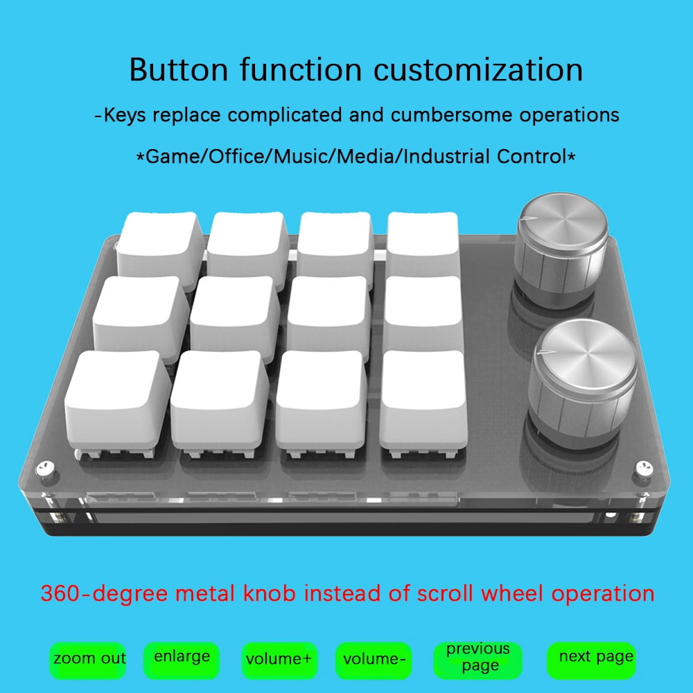 12-Key+2-Knob Custom Keypad 12-Key OSU Gaming Mini One-Handed Mechanical  Keyboard Support Hot Swap Black - Walmart.com