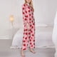 thumbnail image 3 of Balery Strawberry Conjunto de Pijama con Estampado para Mujer, Conjunto de Dos Piezas con Manga Larga, Ropa de Dormir Suave con Bolsillos, Pijamas Cómodos-Medium, 3 of 7