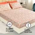 thumbnail image 4 of American Home Collection Floral Bed Sheets, Soft Microfiber Wrinkle Resistance Durable and Easy Care, Peach Pattern 6 Piece Set for Queen Size Bed, 4 of 6