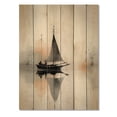 thumbnail image 3 of Designart "Sailboat Sumi Asian Painting V" Asian Print on Natural Pine Wood, 3 of 5