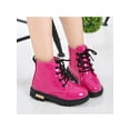 thumbnail image 6 of Tenmix Children Short Bootie Lace Up Ankle Boot Side Zipper Combat Boots Patent Leather Booties Hiking Non-Slip Casual Rose Red 2.5Y, 6 of 7