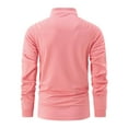 thumbnail image 3 of YLSDY Fashion Men's Casual Sports Stand-up Collar Button Collared Shirt Everyday Zip Neck Pleated Fashion Button Collared Shirt Solid Tops Pink XXL, 3 of 7