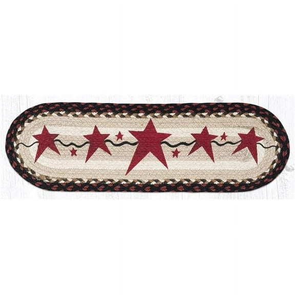 27 x 8.25 in. ST-OP-19 Primitive Stars Burgundy Oval Stair Tread Mat