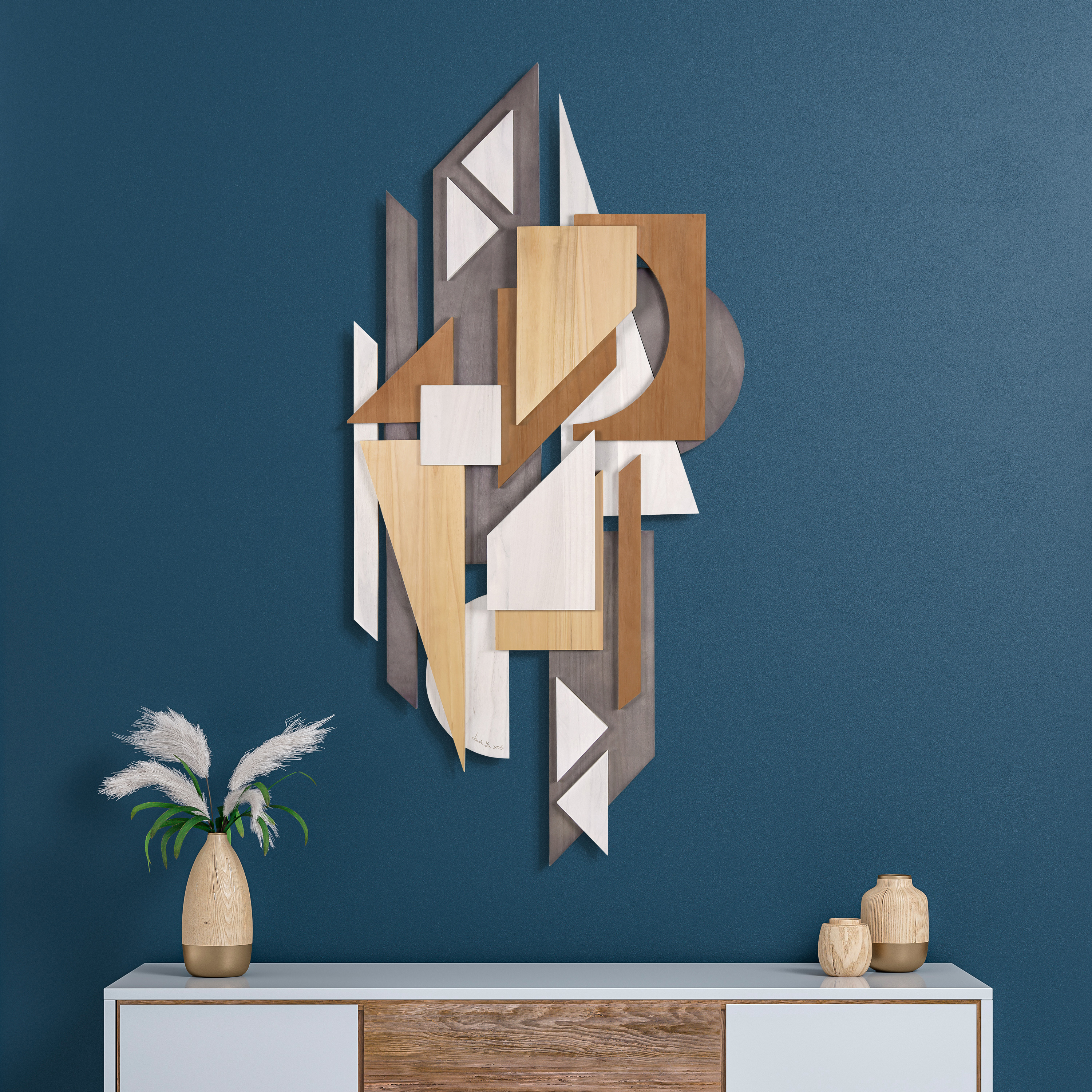 "Moonlit Mist I & II" Hand Made & Hand Finished Dimensional Solid Wood Abstracts