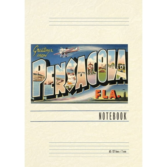 Vintage Lined Notebook Greetings from Pensacola, Florida (Paperback)