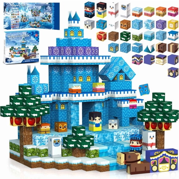 Gryxpox Magnetic Blocks(200 Pieces), Magnetic Building Toy Blocks for Kids Ages 3-10, Magnetic Cubes STEM Sensory Toys –Christmas Birthday Party Kids Gift