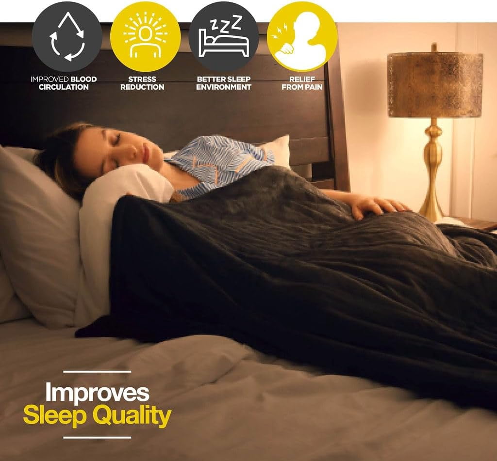 HadinEEon Heated Blanket, 50" x 60" Electric Throw with 4 Heating Levels, Machine Washable Flannel & Sherpa, Dark Gray