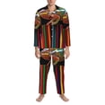 thumbnail image 3 of Fotbe Chameleon Panther On Colored Pencils Pattern Long Sleeve Pajama Set for Men,Sleepwear Set,2-piece Loungewear Set,Soft PJs Comfy Nightwear with Pockets-Medium, 3 of 7