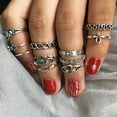 thumbnail image 4 of Magik Knuckle Ring Sets Stacking Bands Midi Mid Above Joint Rings Punk Finger Tip (11 Pcs Leaf Silver), 4 of 5