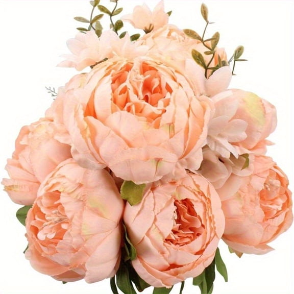 1pc Vintage Artificial Peony Flower Bouquet - Home Decor, perfect for Weddings, Christmas, Mother’s Day, Valentine’s Day, Thanksgiving & Flower Crown Day, Flowers Decoration, Natural Look Foliage