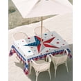 thumbnail image 3 of 60x102 Inch Outdoor Tablecloth with Umbrella Hole Zipper Rectangle Independence Day Rectangular Tablecloths Outside Waterproof Red Blue Patriotic Star Stripes Plaid Patio Table Cover for Picnic Party, 3 of 8
