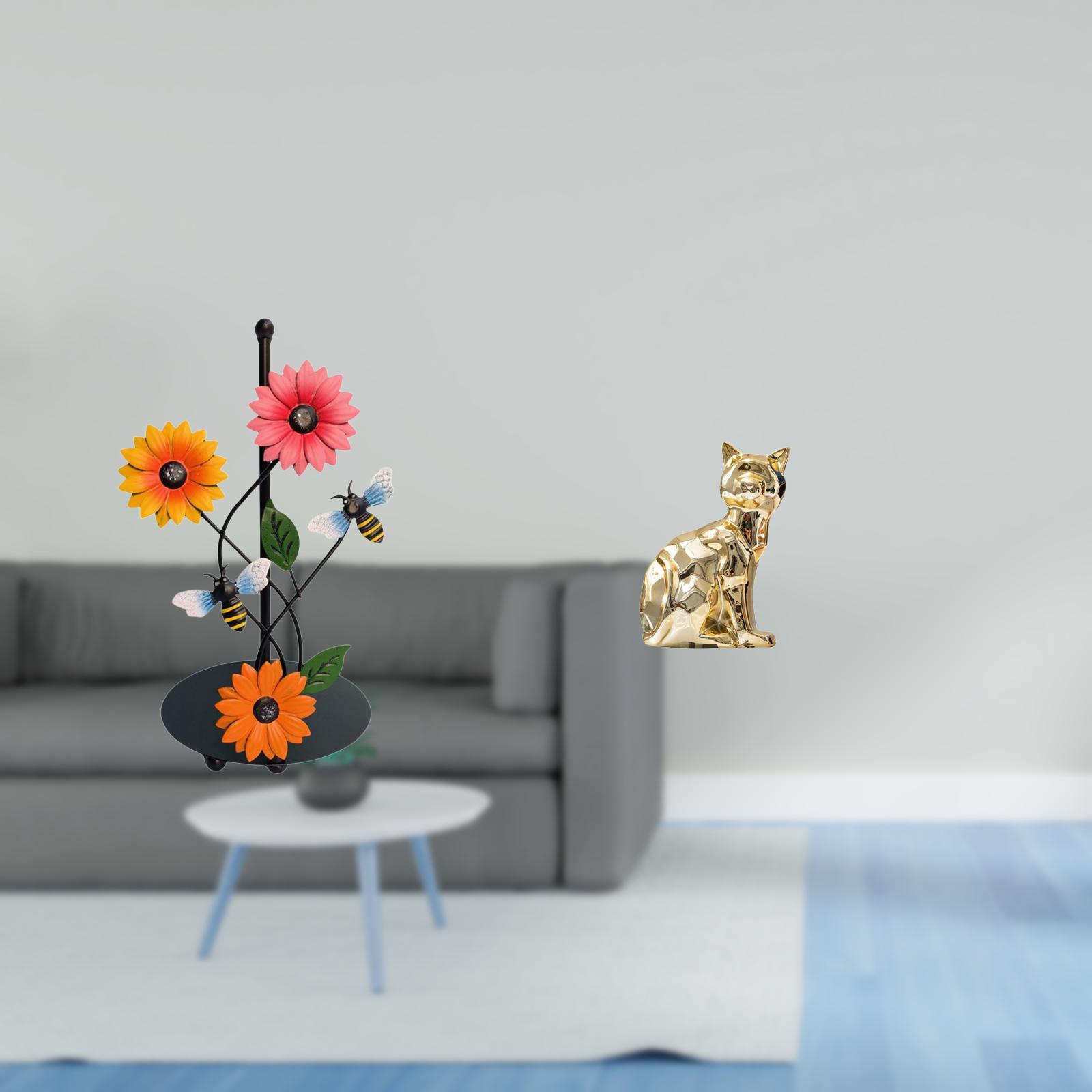 Fiocias Cat Paper Towel Holder Dispenser Non Slip Vertical Tissue Holder Rack Decorative Figurine Animal Sculpture Art Craft Ornament for Home Fireplace