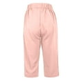 thumbnail image 3 of qucoqpe Womens Summer Capri Pants Fashion Elastic Waist Straight Tube Button Work Pants Casual Loose Cargo Pants Lounge Capri Pants, 3 of 4