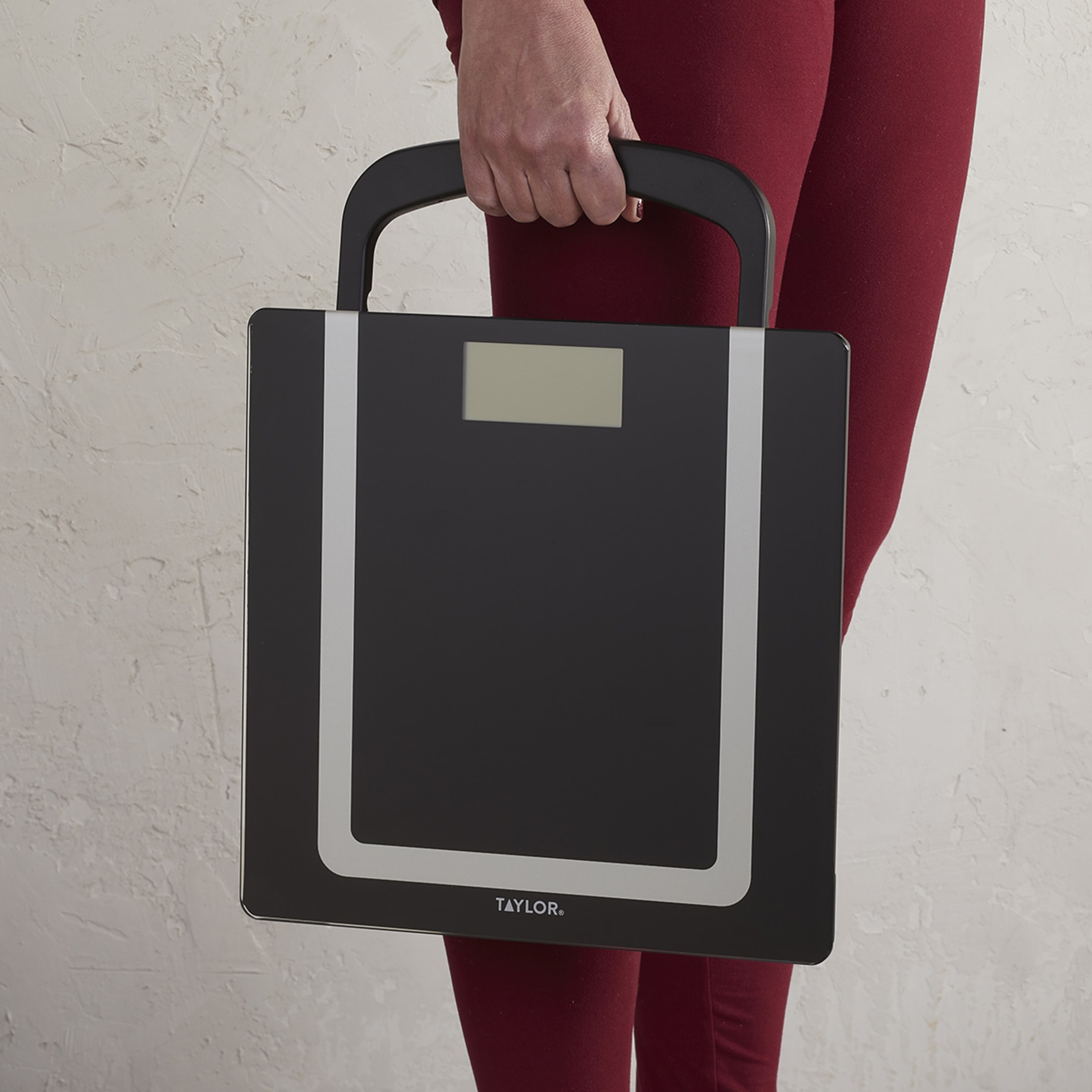 Taylor 12 x 12 inch Digital Glass Body Weight Scale with Handle, Gray