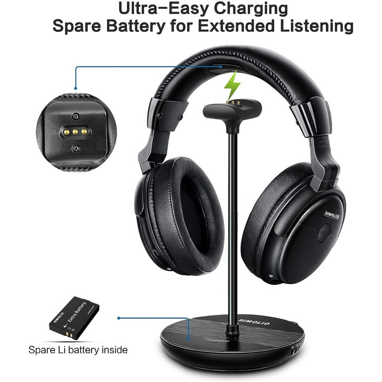 SIMOLIO Wireless Headphones for TV Watching with Transmitter/Charging Stand 2-in-1, Wireless TV Headphones w/Dialogue Clarity & BAL & Tone Control, SIMOLIO Wireless Headphones for TV Watching with Transmitter/Charging Stand 2-in-1, Wireless TV Headphones w/Dialogue Clarity & BAL & Tone Control,