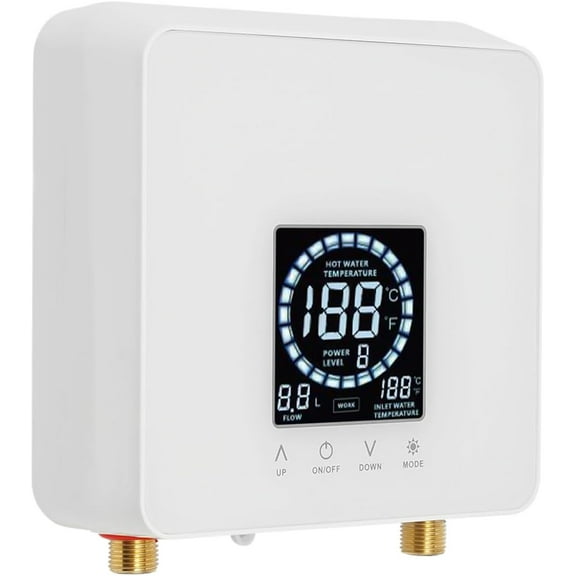 5500W Instant Electric Water Heater Wall Mounted Hot Water Heater with Led Display, Small Tankless Instant Under Sink Hot Water Heater for Kitchen Restaurant (White)