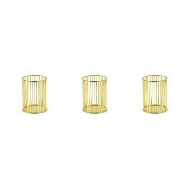 tssuouriy Metal Pen Holder Office Organizer Desktop Hollow Container Stationery Remote Control Bin Multifunctional Basket Gold 3 3Set