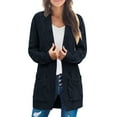 thumbnail image 1 of Manteau d'Hiver Automne pour Femmes Trench-Coat Chaud Col Rond Tricoté Mode Cardigan Ouvert devant Mi-Longueur, 1 of 4
