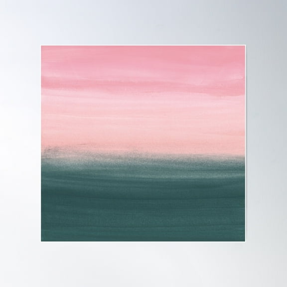 Touching Teal Pink Watercolor Abstract #1 #Painting #Decor #Art Poster Wall Art, Modern Wall Decor For Living Room Bedroom, 30x30 UNFRAMED