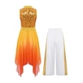thumbnail image 2 of inlzdz Girls Praise Dance Dress Outfits Sequin Liturgical Worship Tunic Overlay with Wide Leg Pants Gold 16, 2 of 7