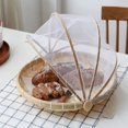 thumbnail image 4 of Cesta de bambú para tienda de campaña para servir alimentos con red de gasa, cesta portátil tejida a mano para cubierta de Picnic, antiinsectos, a prueba de polvo para pan de frutas y verduras, 4 of 5