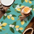 thumbnail image 3 of Lemons Leaves Table Runner 70 Inches, Summer Fruits Floral Botanical Teal Green Bed Runner Dresser Scarves Tabletop for Indoor Outdoor Parties/Ceremony/Banquet, 13" x 70", 3 of 9