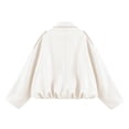 thumbnail image 6 of Edvintorg Jackets for Women Drop Shoulder Cropped Leather Jacket Gathered Hem Oversized Batwing Sleeve Zip up Short Coat with Pocket Women Clothing S-L White, 6 of 6