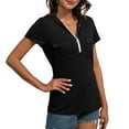 thumbnail image 4 of SXCXLSA Women Short Sleeve Hoodie Casual Solid Color Pocket TShirt Lightweight Zipper Detail Hooded Top Summer Sporty Relaxed Fit Blouse Breathable Comfortable Ladies Active, 4 of 8