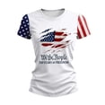 thumbnail image 3 of Youpwaven Women's 250th Anniversary USA Graphic T-Shirt, 2026 "We The People" Mismatched Sleeve Tee, Patriotic Ripped Flag Celebration Shirt, Independence Day Apparel, 3 of 6