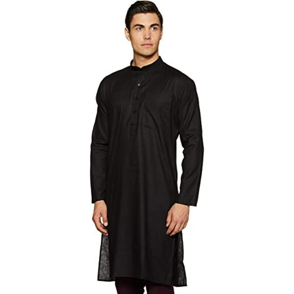 Devyom Men's Cotton Regular Kurta (091-BLACK-DOBBY-KURTA-44_Black_Xx-Large)