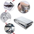 thumbnail image 3 of Mantas térmicas de emergencia (paquete de 2), plateadas 82.6'x55', equipo de supervivencia para adultos y niños, mantas reflectantes de Mylar, 3 of 5