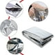 thumbnail image 3 of Mantas térmicas de emergencia (paquete de 2), plateadas 82.6'x55', equipo de supervivencia para adultos y niños, mantas reflectantes de Mylar, 3 of 5