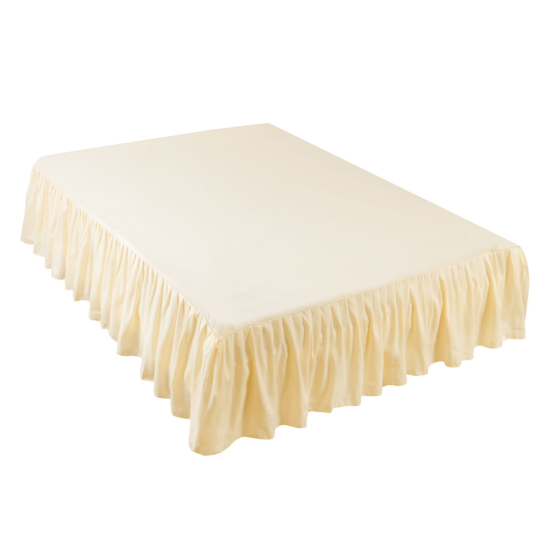 Home Pleated Bed Skirts Polyester Solid Dust Ruffle 14 Inch Drop Beige