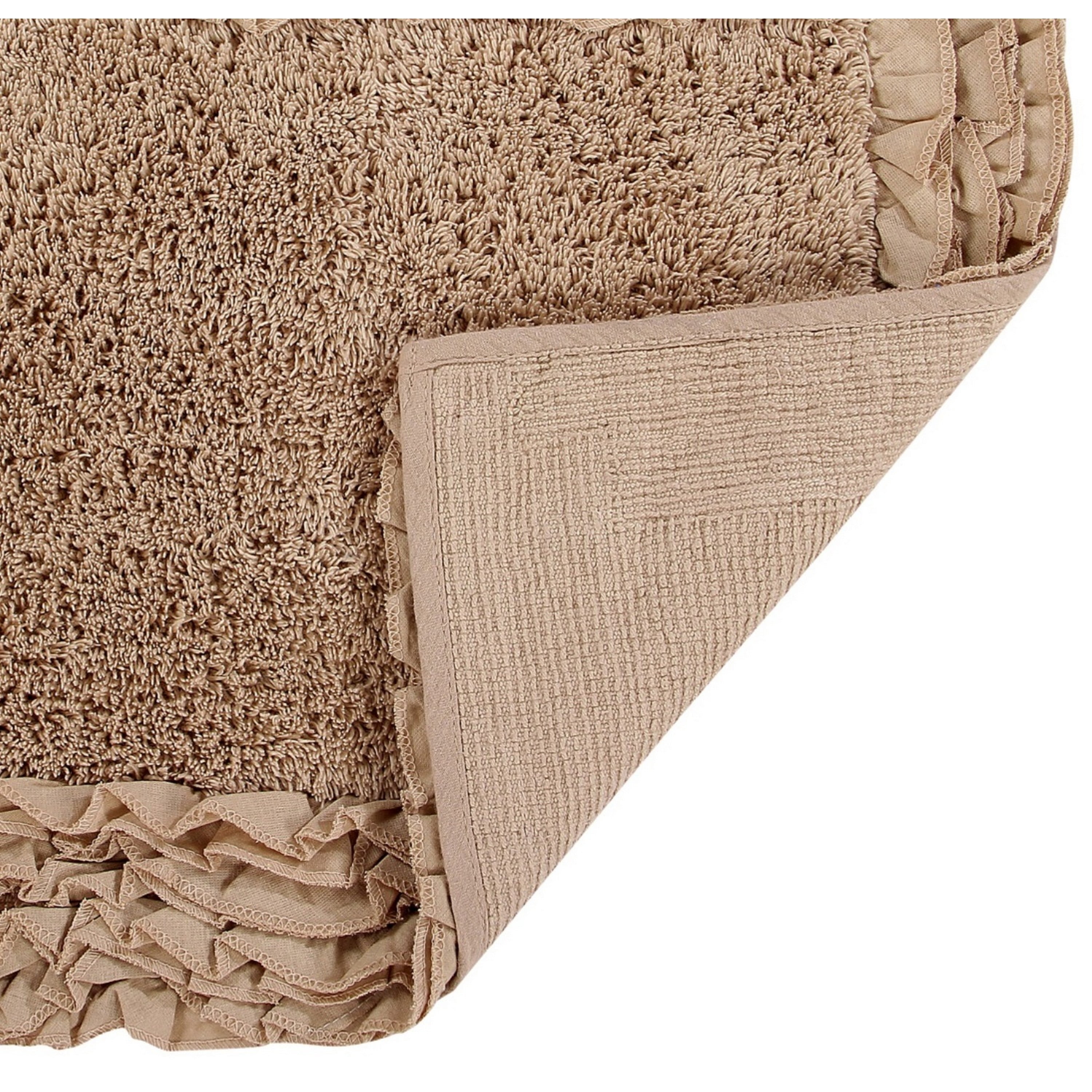 Better Trends 30'' x 30'' Round Shape Bathroom Rug with Non Slip Backing 100% Cotton Water Absorbent, Machine Washable, (Beige) Shaggy Border Collection