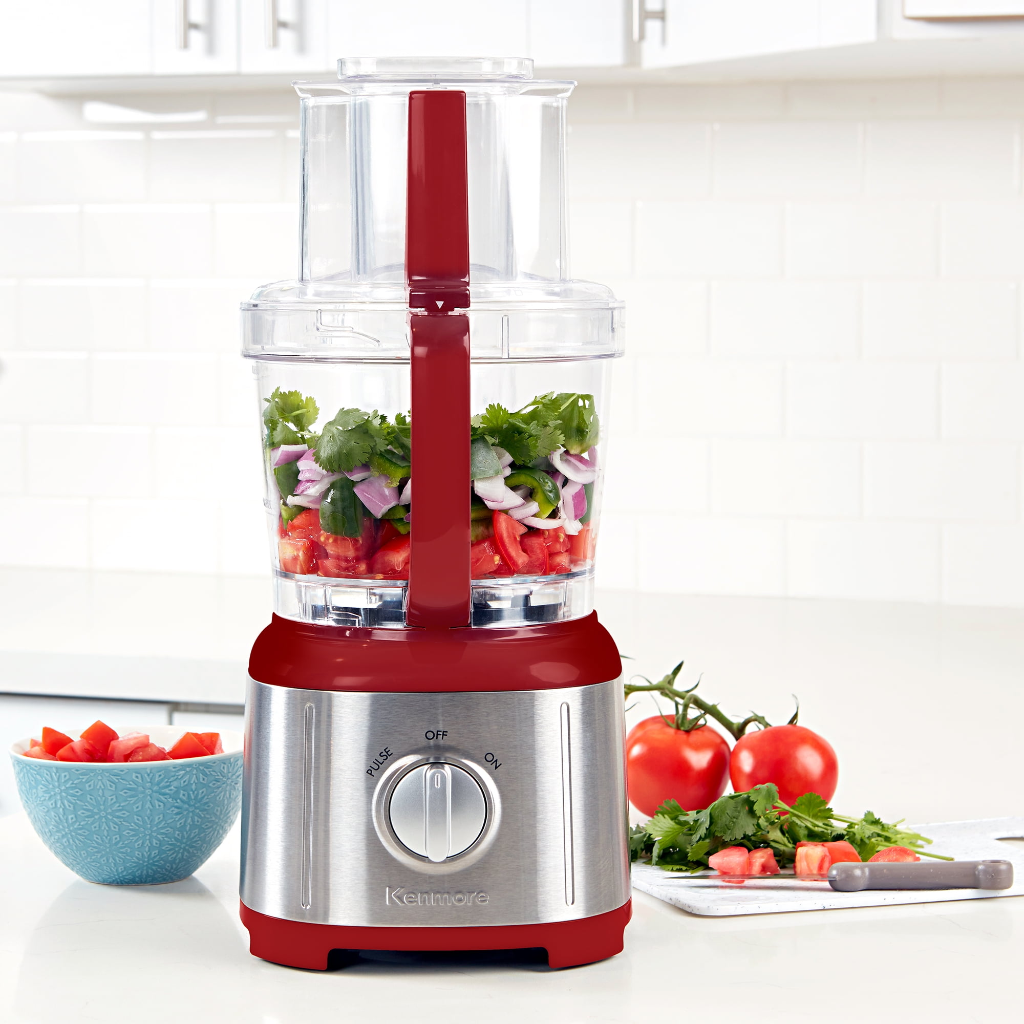 Kenmore 11-Cup Food Processor and Vegetable Chopper, Red and Silver
