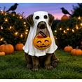 thumbnail image 5 of VAIFTILNO Halloween Decorations, 9.8in Ghost Dog Pumpkin Candy Bowl, Vintage Distressed Resin Puppy Treat Container Front Door, Porch, Home Decor, 5 of 7