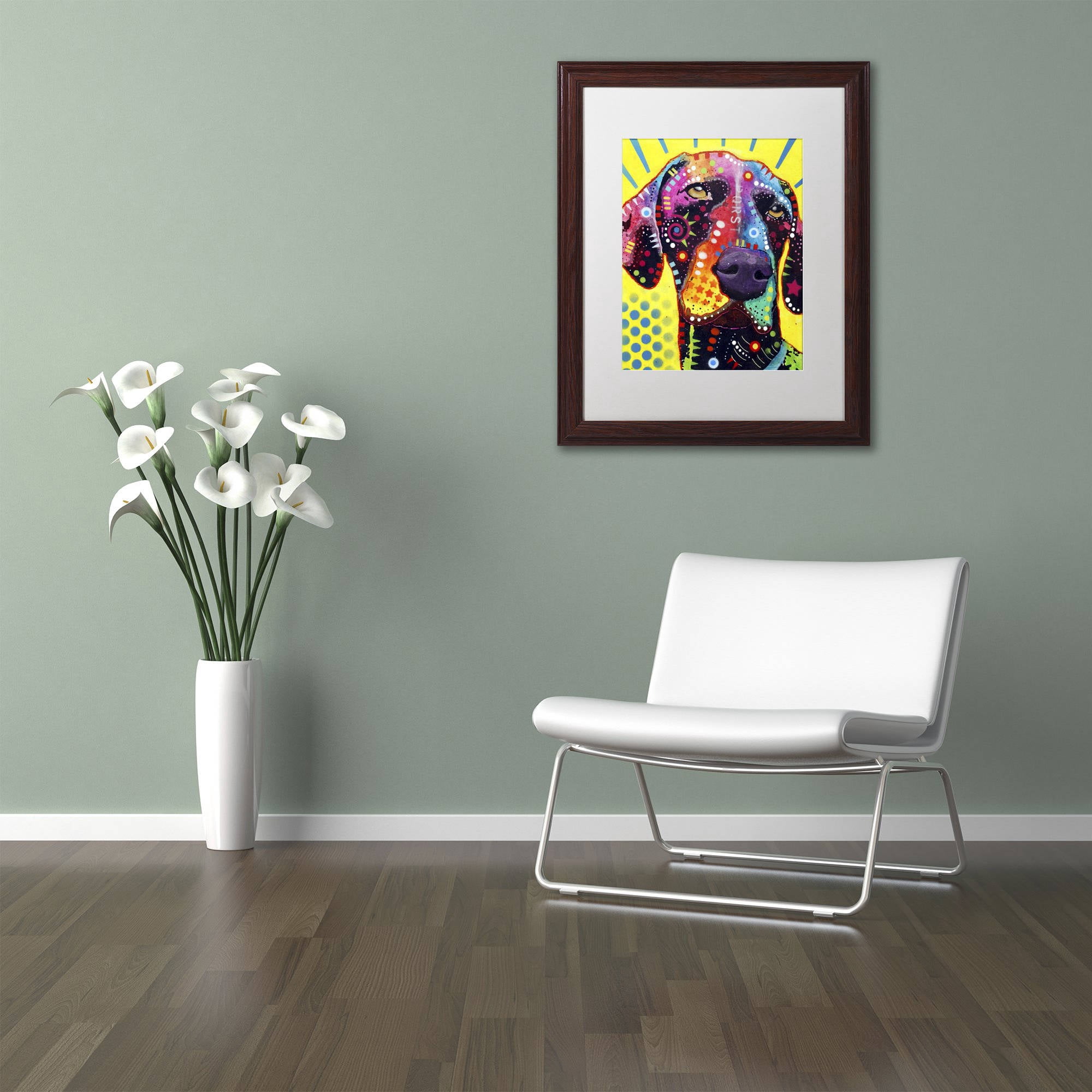 Trademark Fine Art "German Short Hair Pointer" Canvas Art by Dean Russo, White Matte, Wood Frame