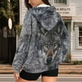 thumbnail image 3 of Uorisanigo Gray Wolf Womens Full Zip Up Hoodies Casual Warm Long Sleeve Hooded Sweatshirts Size XS Slight Stretch Oversized Fall Trendy Outfits, 3 of 7
